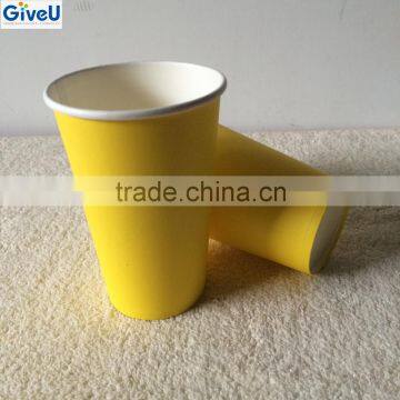 Yellow Color 10oz Coffee Cups / Paper Cups Double Wall Style and Paper Material Coffee Cup