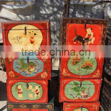 Chinese antique painting gift box storage chest