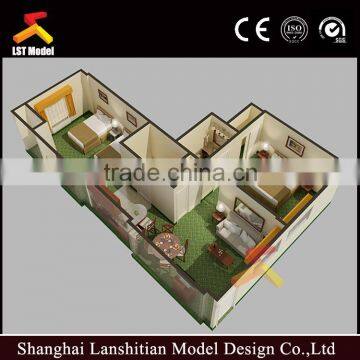 3d rendering architectural villa model with furniture decoration