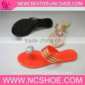 antistatic thong women flip flop PVC slipper with rhinestone