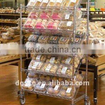 Angled Wire display shelf Carts and slanted Wire Shelf