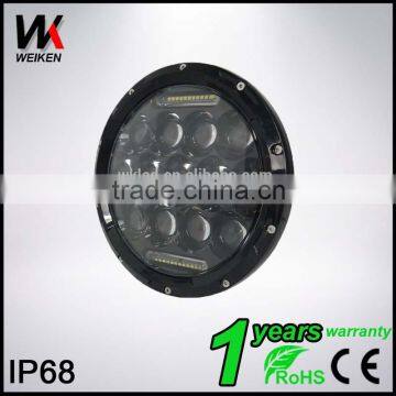 High Quality 75W Led Headlight 12v 7" LED Driving Light for Jeep Wrangler jk Vehicle for Car and Motorcycle Accessories