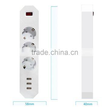 Euro German 3 Way Power Plug Socket 3 Port Usb 100v-250v 16a Cable Voltage Surges Protected photo-5