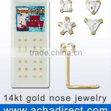 Wholesale 14 carat gold nose stud