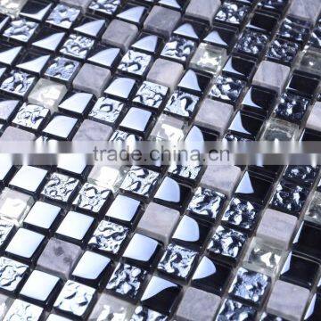 SD020 Hot Sale 15*15 Square Stone Mix Glass Backsplash Tile Mosaic photo-2