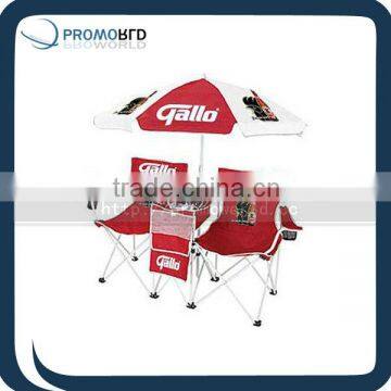 Wooden Leisure Sun lounger Advertising Beach Chair Set with Umbrella and Cooler