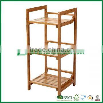 FB6-2015 bamboo display rack with 3 tiers for bathroom towel storage