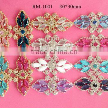 2016 New rhinestone applique sash for bridal wedding dress hair accessory 22 stock colors(RM-1001)