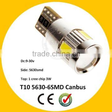 new products CAR LED top with 1crees chip 5630SMD T10 CANBUS