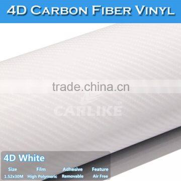 CARLIKE Air Channels Flexible White 4D Carbon Fiber Sticker Car Design photo-3