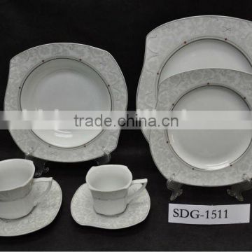 30pcs S shape porcelain tableware, porcelain dinnerware--dinner set with silver decal SDG 1511