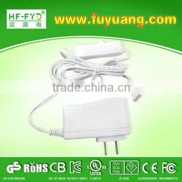 FY1201000 wall switching power ac adapter 12v 1A with on off switch white