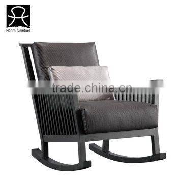 2016 new style and comfortable wooden real leather rocking chair replacement parts