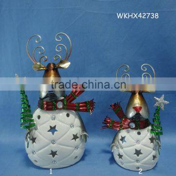 Handmade tea light holder xmas reindeer decoration