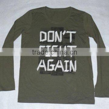 fashion silk screen printing long sleeves t-shirt ,ladies long sleeve tshirts for men/women