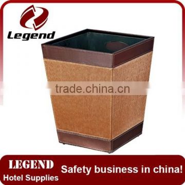 2015 bathroom faux leather cover wooden waste bin