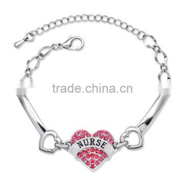 New NURSE Letter Jewelry Mom Sister Daughter Bracelet NURSE Heart Shape Beads Crystal Rhinestone For Women Gifts photo-4