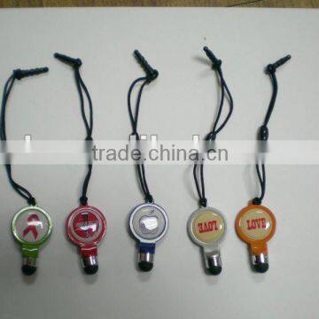 2012 new design hot sale plastic mini touch screen pen with lanyard