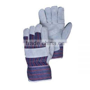 Cowhide split patch palm leather work glove with pasted cuff