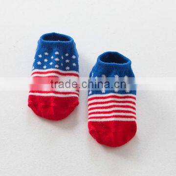custom soft baby boys baby girls crew socks with colorful flag design