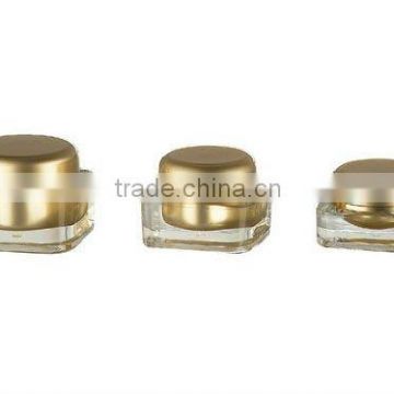 gold square plastic cream jar for cosmetic packaging