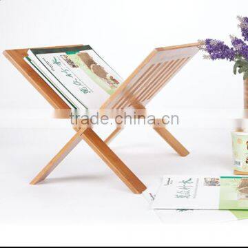 2015 X-shape Folding Nature Bamboo Magazine Display Racks Wholesale photo-2