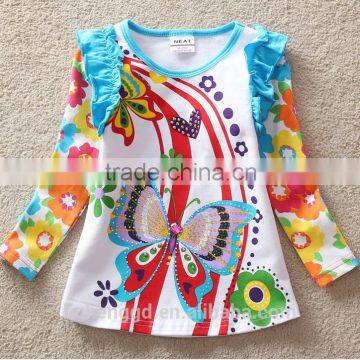 (L3916) Neat kids wear girls t shirts flower children clothes autumn fashion girls designs tees baby 2016 tshirts