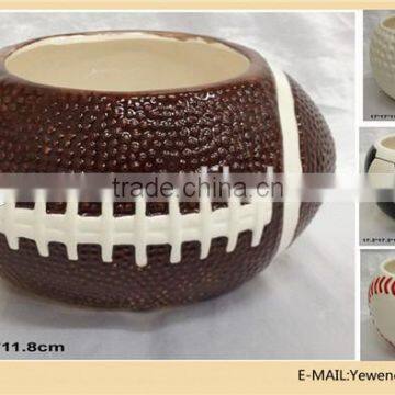 Football Bowl, Ceramic, Planter, Candy Bowl, Soccer Party Plate