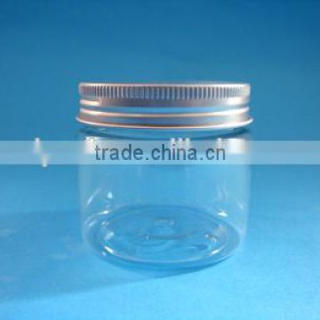 250ml PET jar with aluminium cap, plastic cosmetic jar