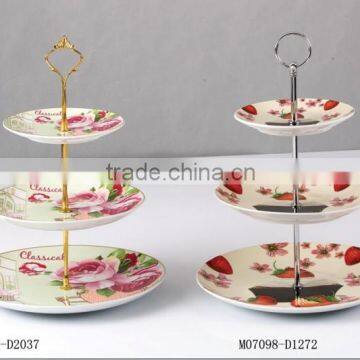 Wholesale 3 tiers Ceramic display stand for wedding cake plate