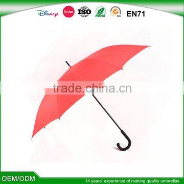 2016 high-grade red fiberglass auto open stick umbrella