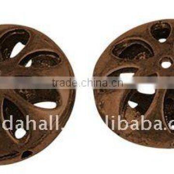 Alloy Beads, Lead Free & Nickel Free, Flat Round, Red Copper Color, about 17x8mm, hole: 1mm(PALLOY-GK010-R-FF)