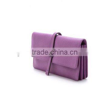 Top sale elegant purple genuine leather women wallet 2014