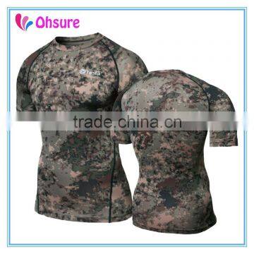 sublimation printing polyester/spandex running shirt compression top custom compression wear