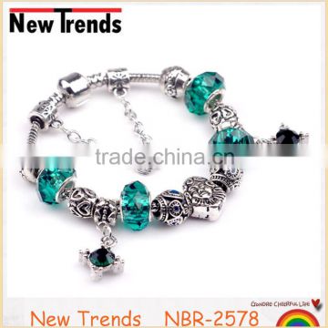 Silver plated handmade small beads murano glass bead charm bracelet