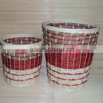 Round Waste Bin Rattan Basket Set/2