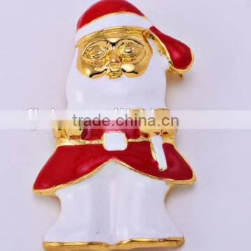 Gold Plated Lovely Santa Clause Christmas Brooch