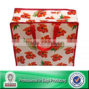 Promotional PP woven large zipper bag for storage