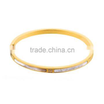 Korean style bangle gold bangle inset with shell design stainless steel bangle