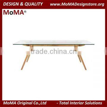 MA-SD75 Glass Top Wooden Dining Table