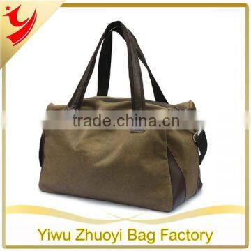 2015 High Quality Canvas Material Large travel duffel bags with leather handles