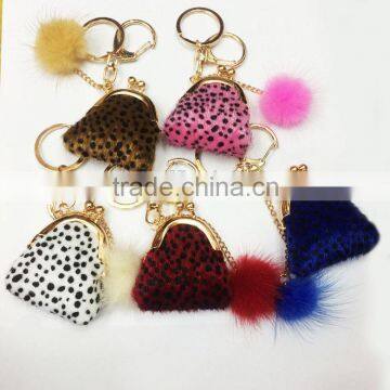 Mini Coin Women Wallet Keychain Mink Fur Ball Keychain