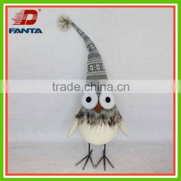 Nice animated standing clothware owl with hat with metal legs for Christmas decoration