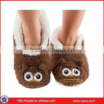 Womens Animal Heads Sherpa Plush Fleece Lined Footcoverings Owl X-Large