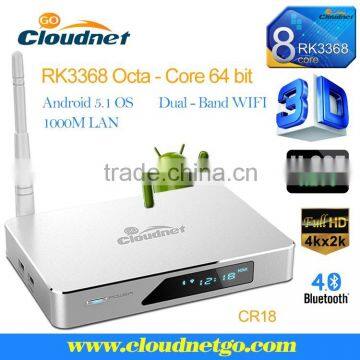 CR18 RK3368 4K 64 bit Android 5.1 Octa Core TV BOX 2G/8G Dual band 2.4G/5.8G WIFI XBMC/Kodi Player