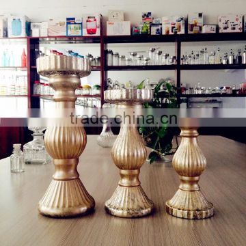 gold glass candle holder in rome pillar shape, elegant candle stand, tealight holder, OEM, home decoration, holiday gift