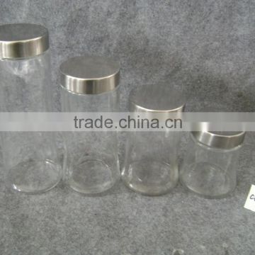 Airtight glass jar with metal lid