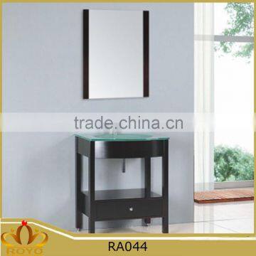 Hangzhou Classic waterproof glass basin MDF floor mounted bathroom vanity cabinet RA044