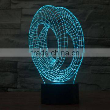 3D Optical Night Light Illusion Circle 7 RGB Light Colors 10 LEDs AA Battery or DC 5V Mixed Lot photo-2