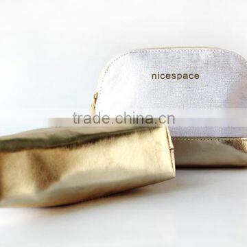 Joint gold leather canvas design small cosmetic bag printing Gold logo